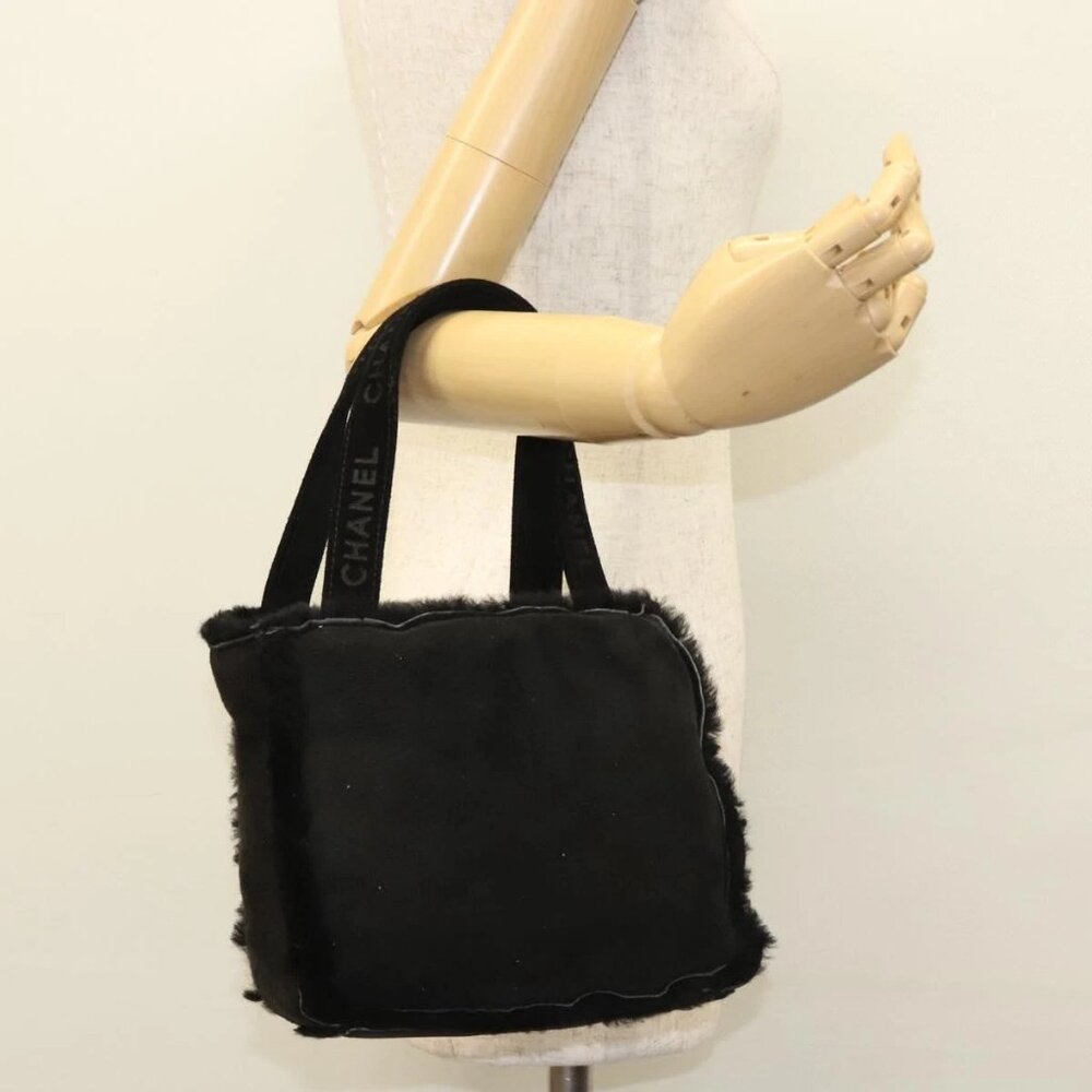 CHANEL Hand Bag Mouton Black CC Auth